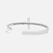 18K Gold PVD Stainless Steel Philippians 4:13 Cross Cuff Bracelet / BRJ1002